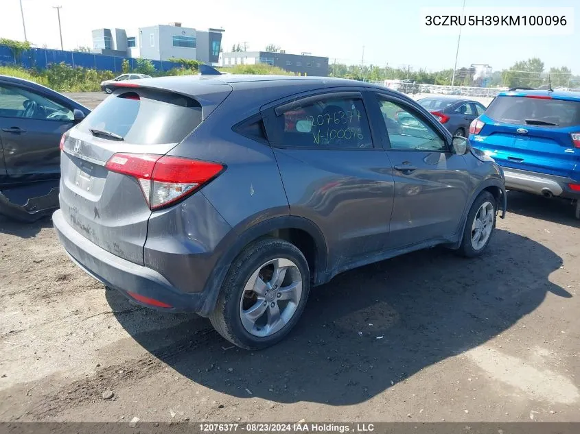 2019 Honda Hr-V VIN: 3CZRU5H39KM100096 Lot: 12076377