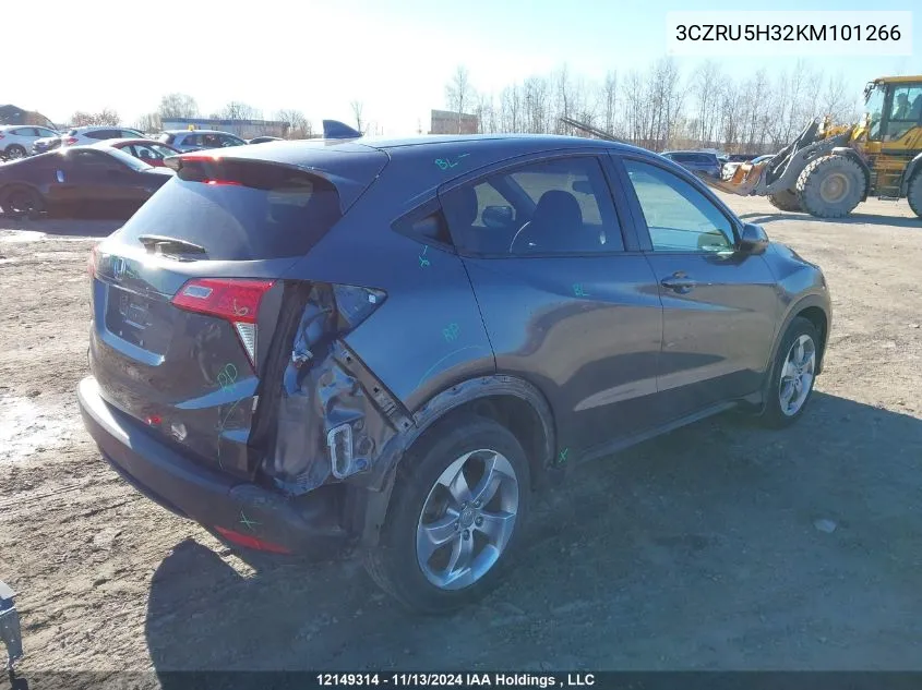 2019 Honda Hr-V VIN: 3CZRU5H32KM101266 Lot: 12149314