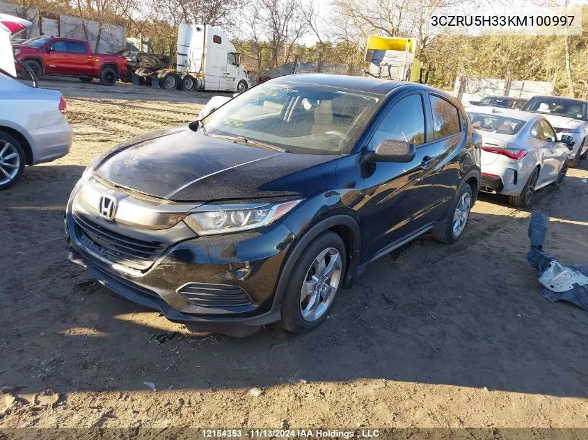 2019 Honda Hr-V VIN: 3CZRU5H33KM100997 Lot: 12154353