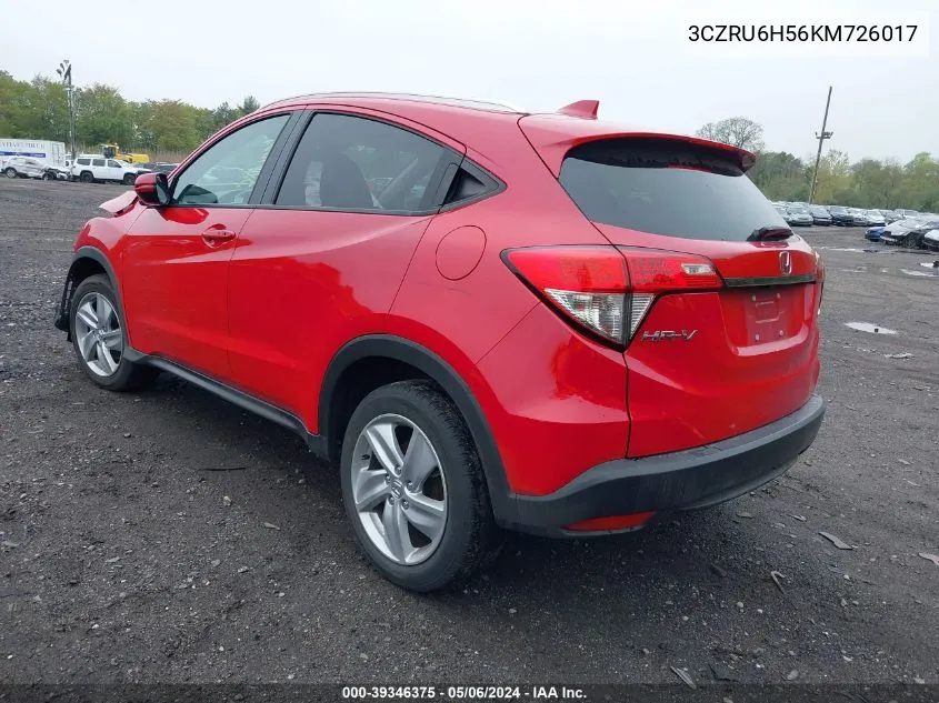 2019 Honda Hr-V Ex VIN: 3CZRU6H56KM726017 Lot: 39346375