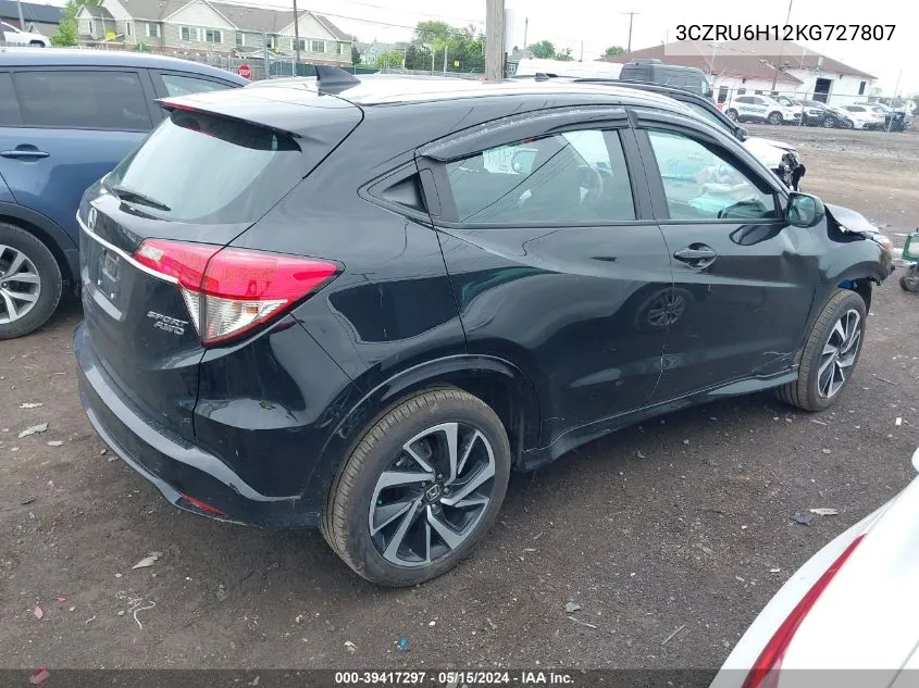 2019 Honda Hr-V Sport VIN: 3CZRU6H12KG727807 Lot: 39417297