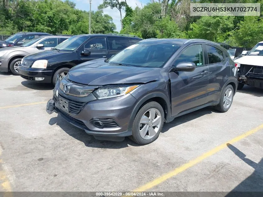 2019 Honda Hr-V Ex VIN: 3CZRU6H53KM702774 Lot: 39542029