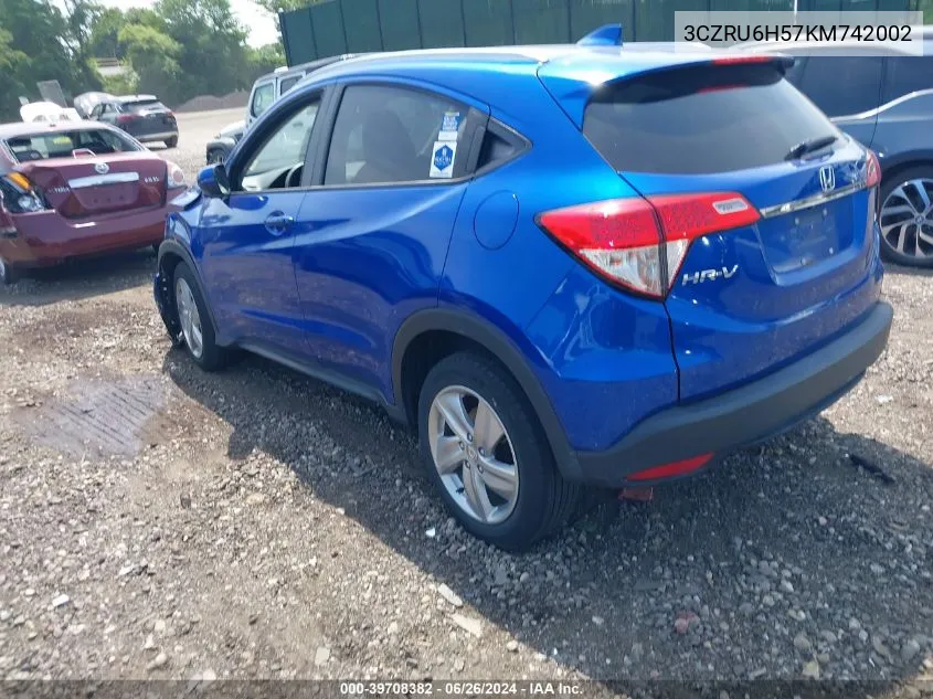 2019 Honda Hr-V Ex VIN: 3CZRU6H57KM742002 Lot: 39708382