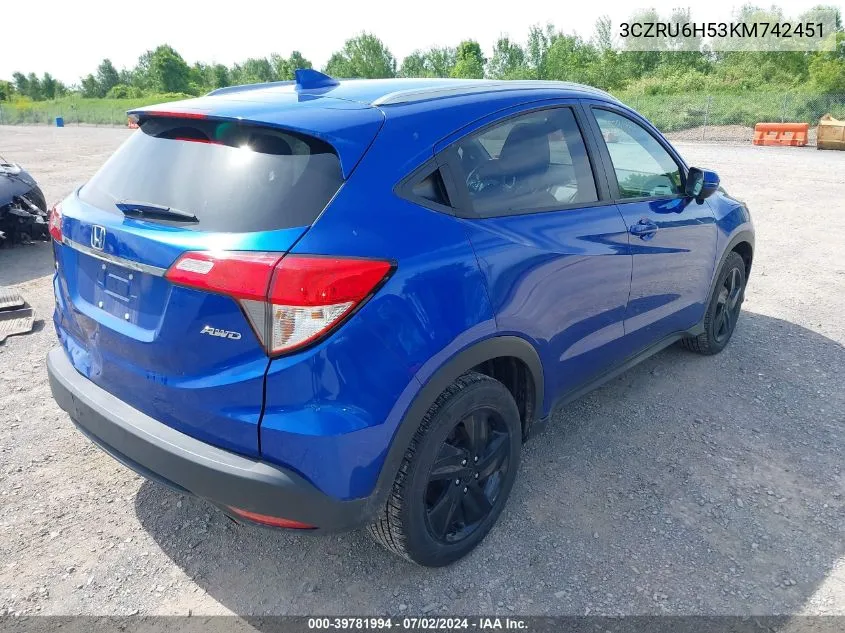 3CZRU6H53KM742451 2019 Honda Hr-V Ex