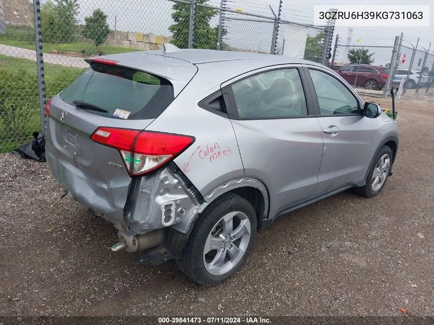 2019 Honda Hr-V Lx VIN: 3CZRU6H39KG731063 Lot: 39841473