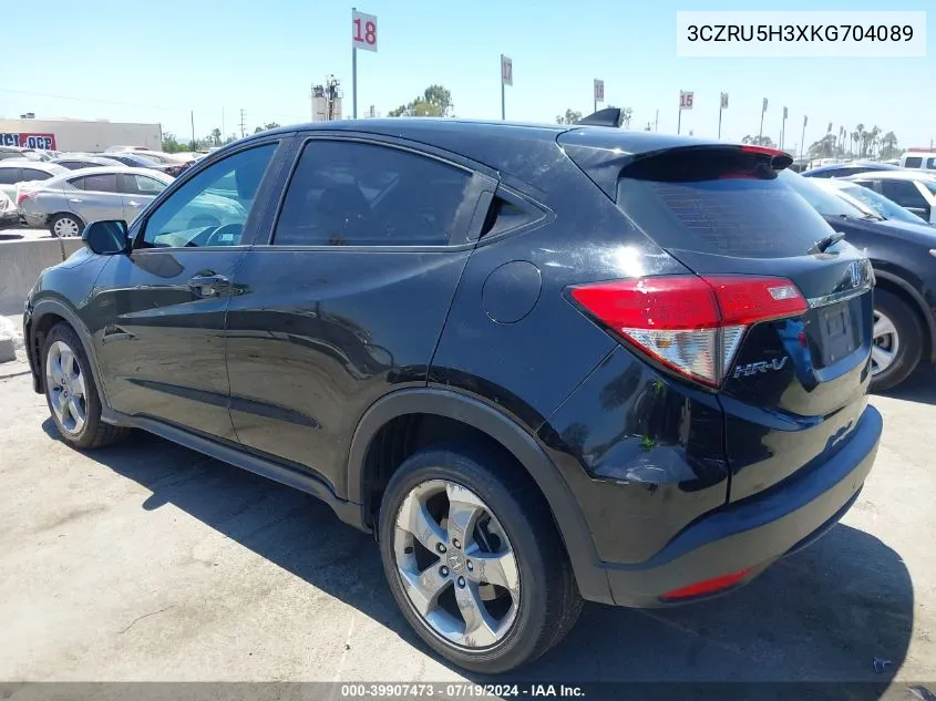 2019 Honda Hr-V Lx VIN: 3CZRU5H3XKG704089 Lot: 39907473