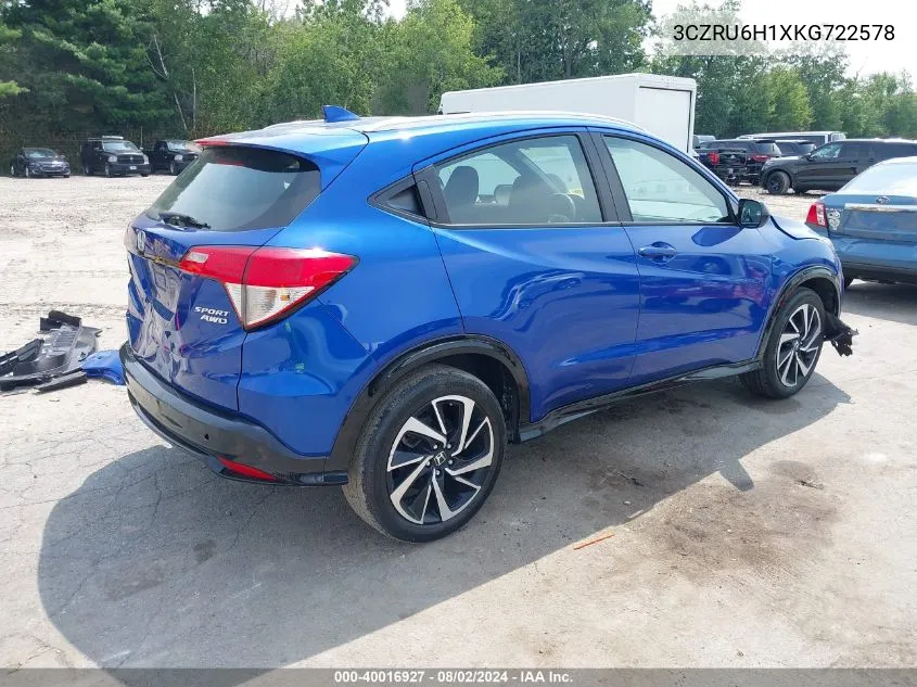 2019 Honda Hr-V Sport VIN: 3CZRU6H1XKG722578 Lot: 40016927