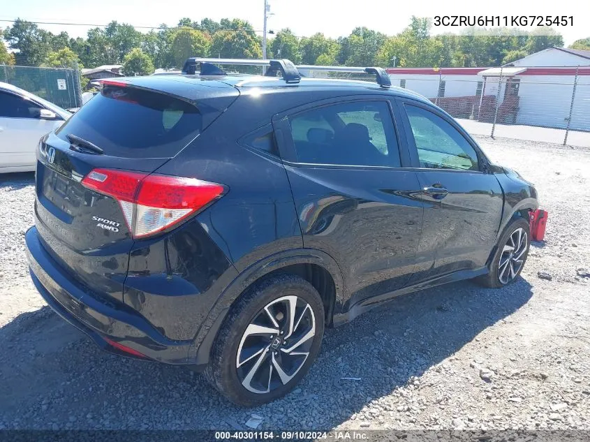 2019 Honda Hr-V Sport VIN: 3CZRU6H11KG725451 Lot: 40301154