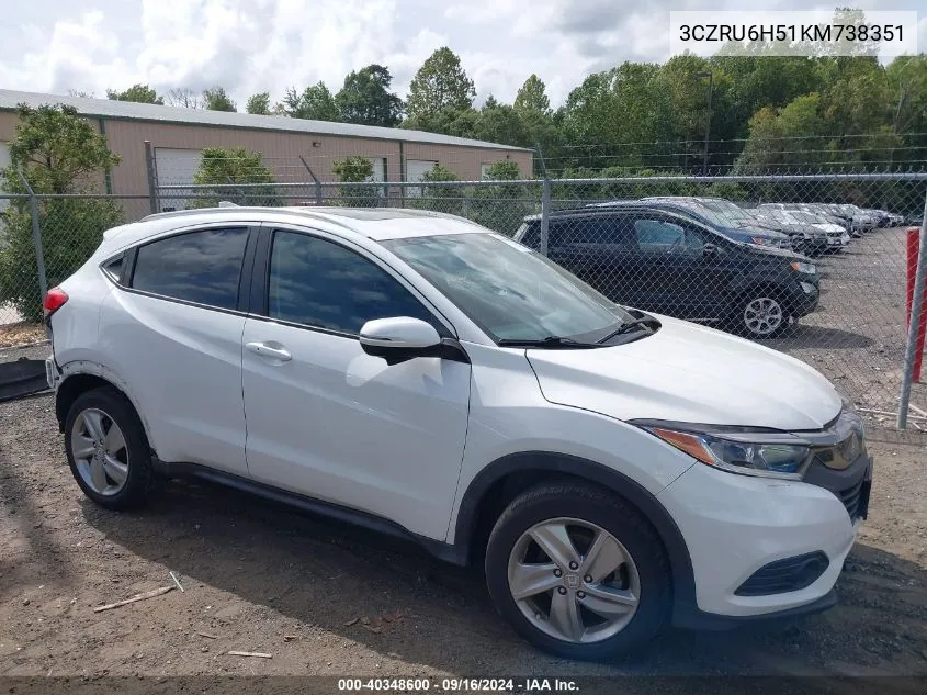 2019 Honda Hr-V Ex VIN: 3CZRU6H51KM738351 Lot: 40348600