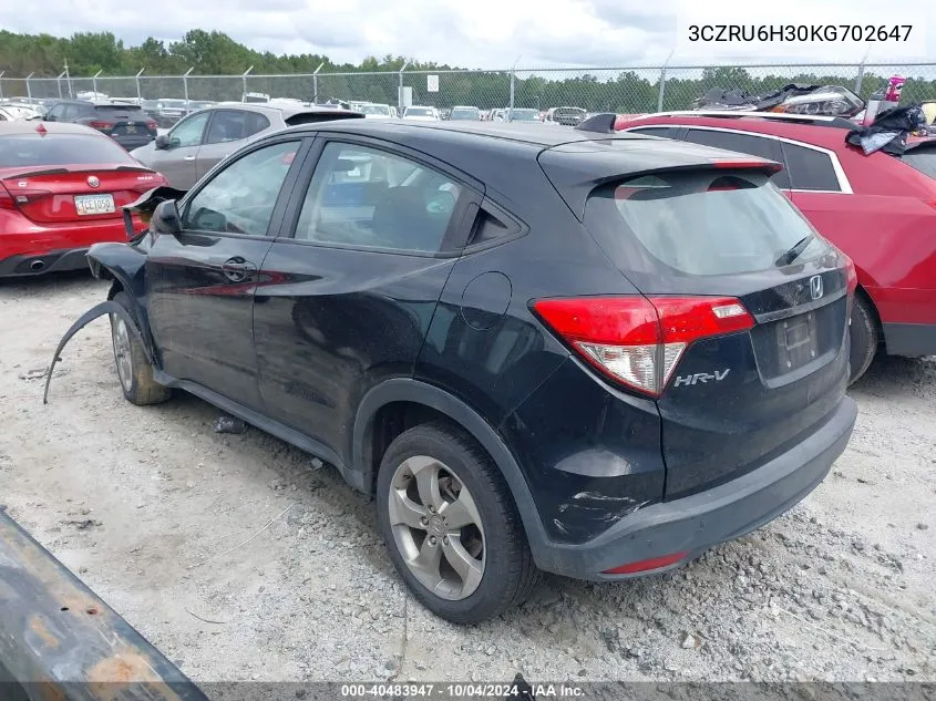 2019 Honda Hr-V Lx VIN: 3CZRU6H30KG702647 Lot: 40483947