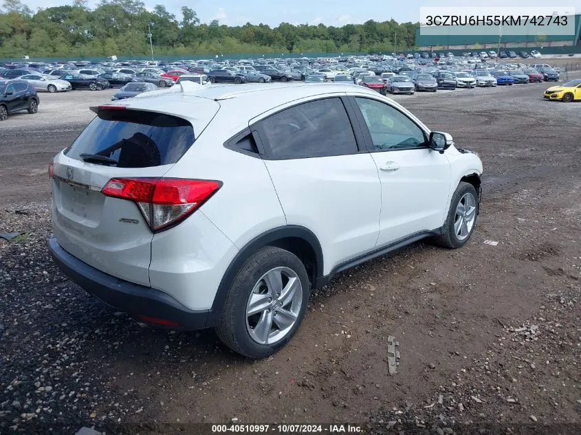 2019 Honda Hr-V Ex VIN: 3CZRU6H55KM742743 Lot: 40510997