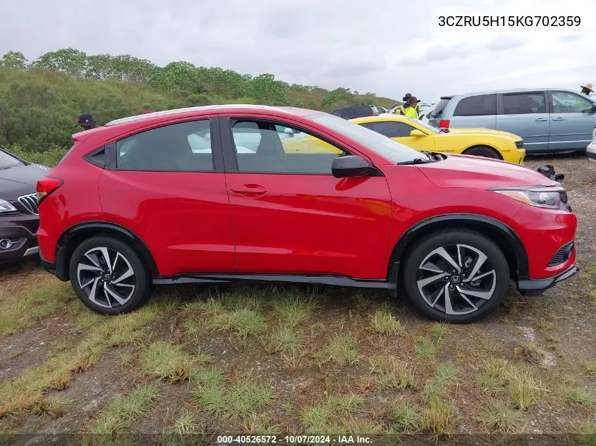 2019 Honda Hr-V Sport VIN: 3CZRU5H15KG702359 Lot: 40526572