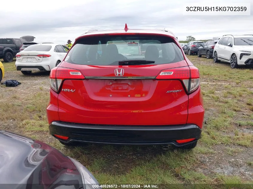 2019 Honda Hr-V Sport VIN: 3CZRU5H15KG702359 Lot: 40526572