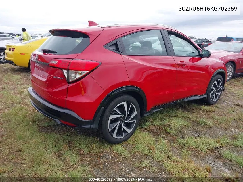 2019 Honda Hr-V Sport VIN: 3CZRU5H15KG702359 Lot: 40526572