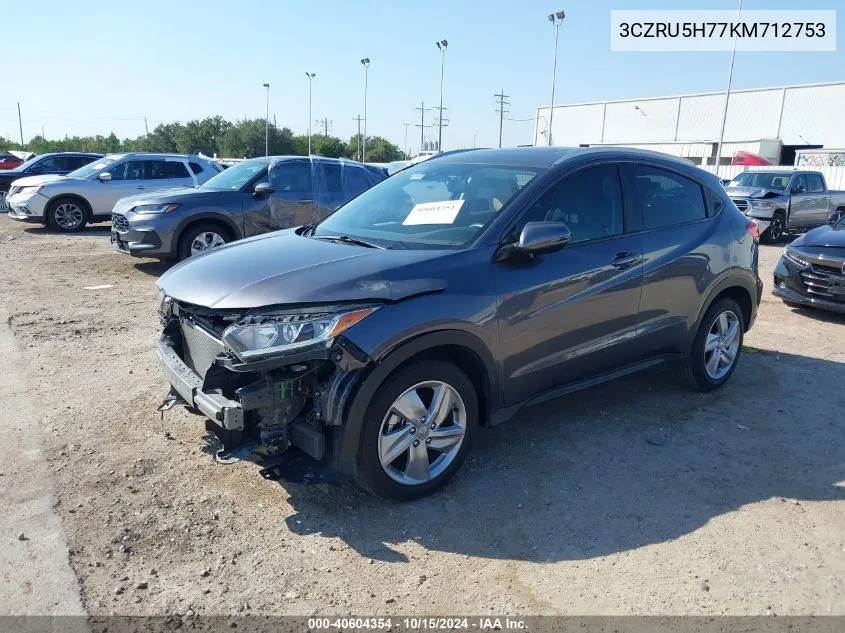 2019 Honda Hr-V Ex-L VIN: 3CZRU5H77KM712753 Lot: 40604354