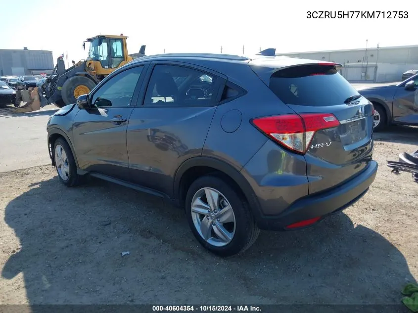 2019 Honda Hr-V Ex-L VIN: 3CZRU5H77KM712753 Lot: 40604354