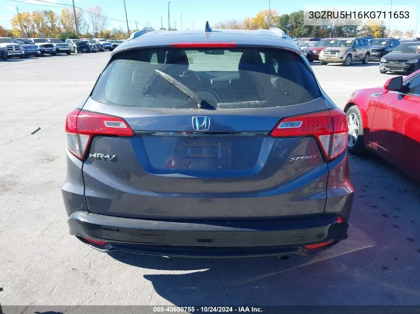 2019 Honda Hr-V Sport VIN: 3CZRU5H16KG711653 Lot: 40680755