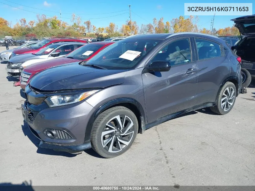 2019 Honda Hr-V Sport VIN: 3CZRU5H16KG711653 Lot: 40680755