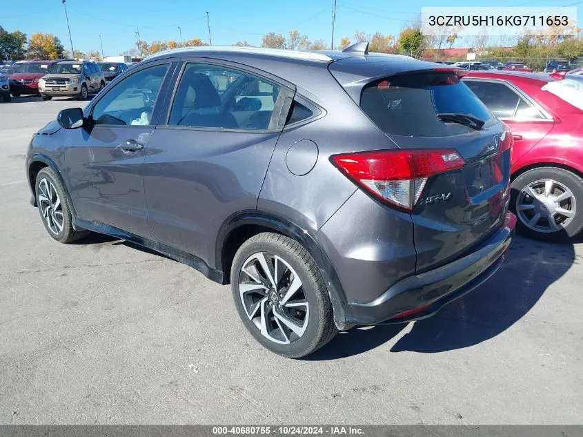 2019 Honda Hr-V Sport VIN: 3CZRU5H16KG711653 Lot: 40680755