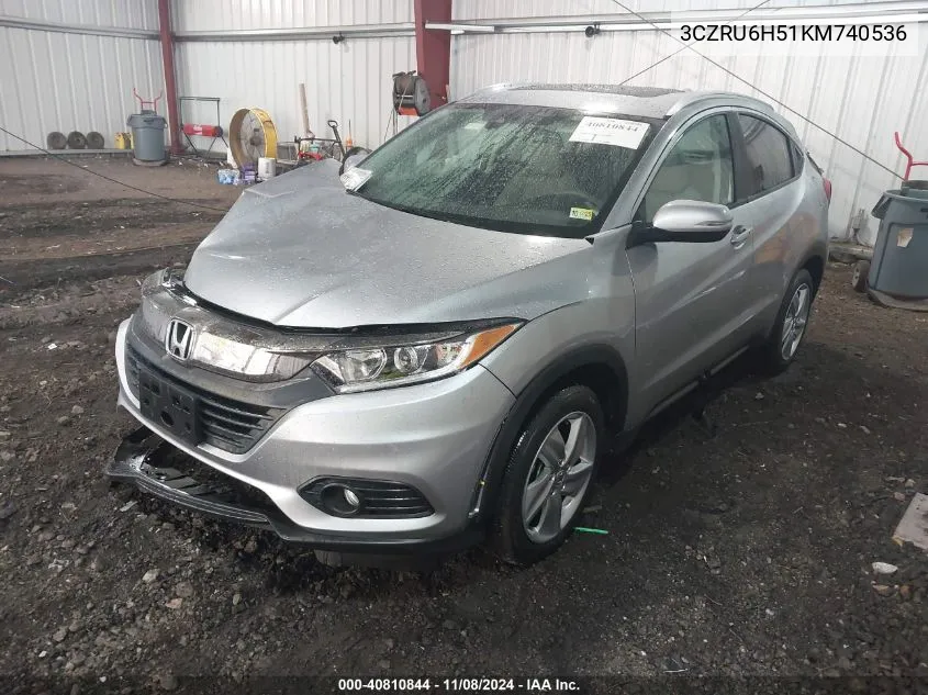 2019 Honda Hr-V Ex VIN: 3CZRU6H51KM740536 Lot: 40810844