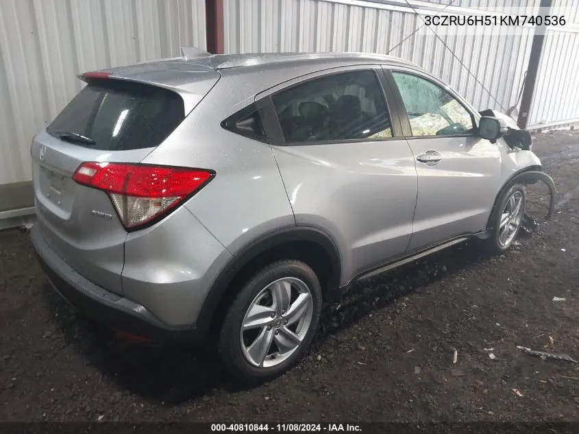 2019 Honda Hr-V Ex VIN: 3CZRU6H51KM740536 Lot: 40810844