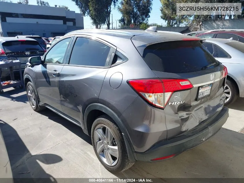 2019 Honda Hr-V Ex VIN: 3CZRU5H56KM728215 Lot: 40841166