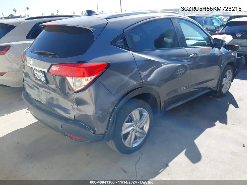 2019 Honda Hr-V Ex VIN: 3CZRU5H56KM728215 Lot: 40841166