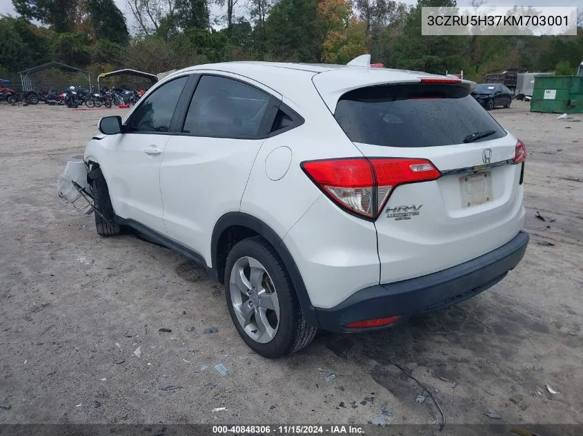 2019 Honda Hr-V Lx VIN: 3CZRU5H37KM703001 Lot: 40848306