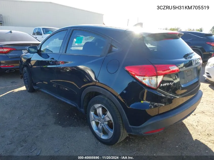 2019 Honda Hr-V Lx VIN: 3CZRU5H31KM705519 Lot: 40885690