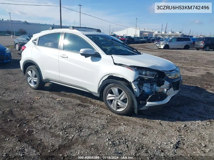 2019 Honda Hr-V Ex VIN: 3CZRU6H53KM742496 Lot: 40886399