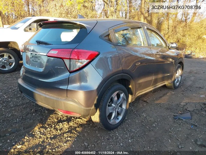 2019 Honda Hr-V Lx VIN: 3CZRU6H37KG708736 Lot: 40886452