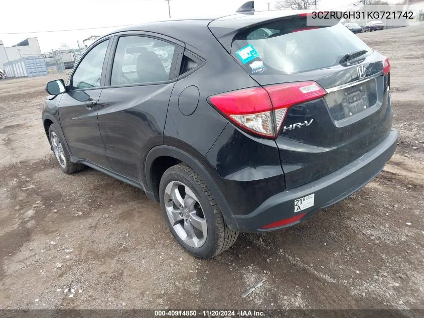 2019 Honda Hr-V Lx VIN: 3CZRU6H31KG721742 Lot: 40914850