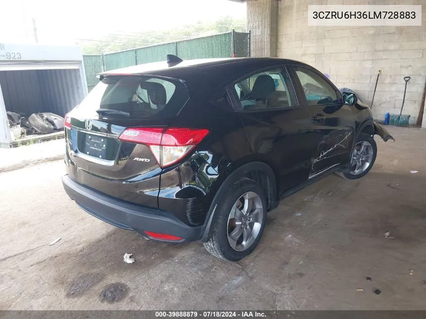 2020 Honda Hr-V Awd Lx VIN: 3CZRU6H36LM728883 Lot: 39888879