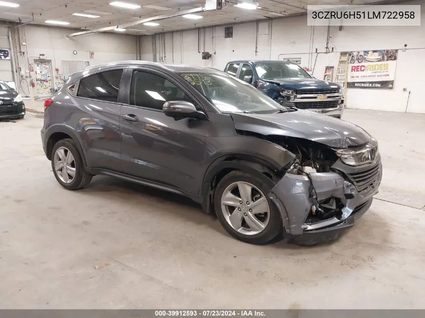 2020 Honda Hr-V Awd Ex VIN: 3CZRU6H51LM722958 Lot: 39912593