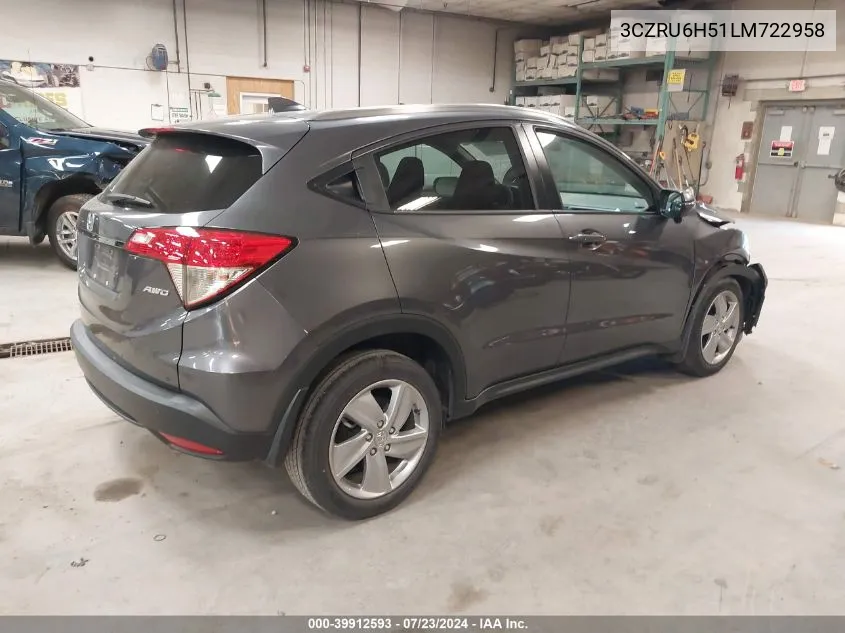 2020 Honda Hr-V Awd Ex VIN: 3CZRU6H51LM722958 Lot: 39912593