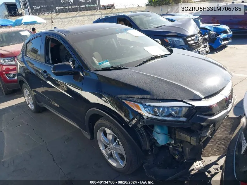 2020 Honda Hr-V 2Wd Lx VIN: 3CZRU5H33LM706785 Lot: 40134786