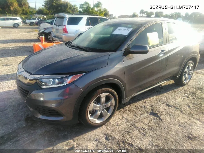 2020 Honda Hr-V Lx VIN: 3CZRU5H31LM707417 Lot: 40238576