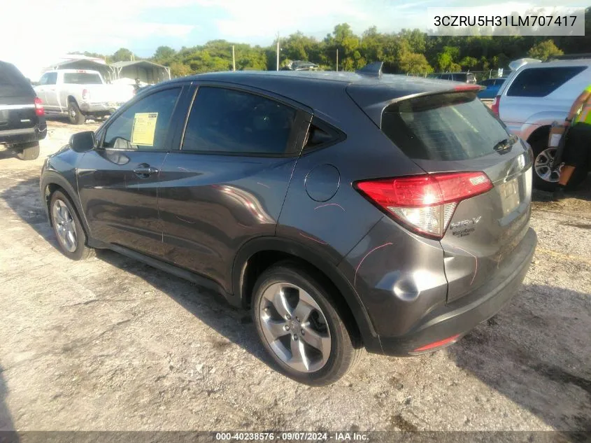 2020 Honda Hr-V Lx VIN: 3CZRU5H31LM707417 Lot: 40238576