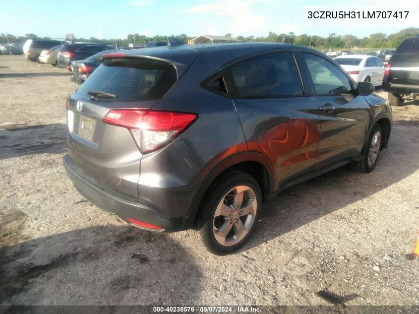 2020 Honda Hr-V Lx VIN: 3CZRU5H31LM707417 Lot: 40238576