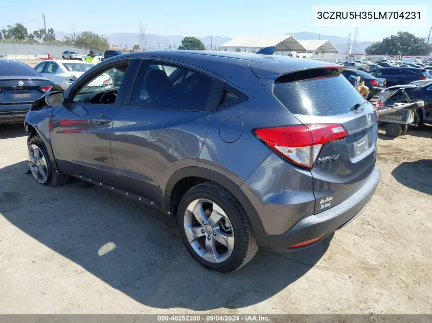 2020 Honda Hr-V Lx VIN: 3CZRU5H35LM704231 Lot: 40252280