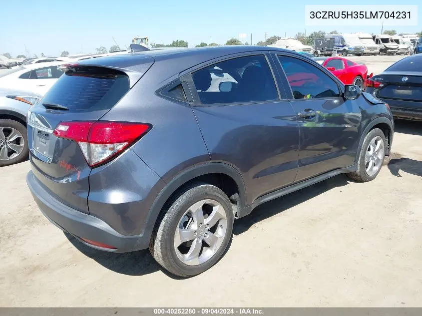 2020 Honda Hr-V Lx VIN: 3CZRU5H35LM704231 Lot: 40252280