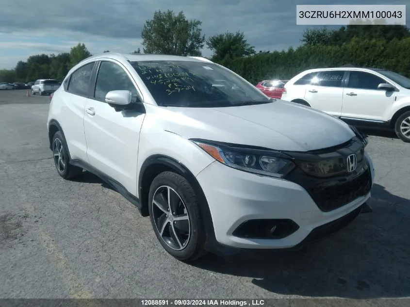 2021 Honda Hr-V VIN: 3CZRU6H2XMM100043 Lot: 12088591