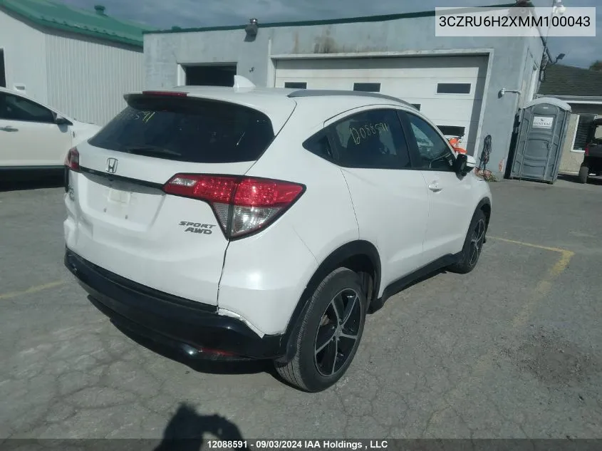 2021 Honda Hr-V VIN: 3CZRU6H2XMM100043 Lot: 12088591