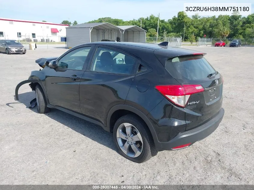 2021 Honda Hr-V Awd Lx VIN: 3CZRU6H38MM751180 Lot: 39307445