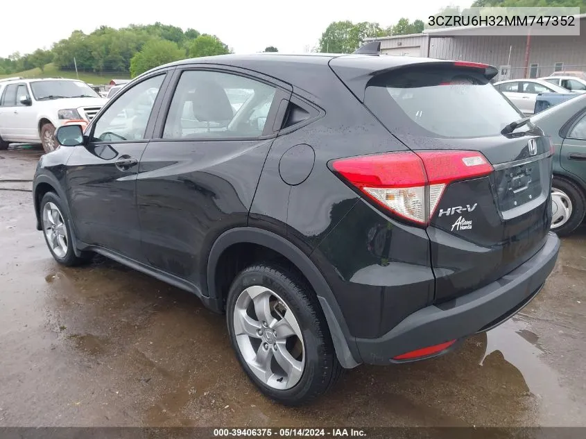 2021 Honda Hr-V Awd Lx VIN: 3CZRU6H32MM747352 Lot: 39406375