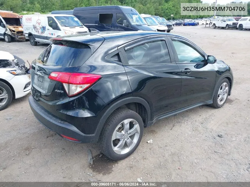 2021 Honda Hr-V Awd Lx VIN: 3CZRU6H35MM704706 Lot: 39605171