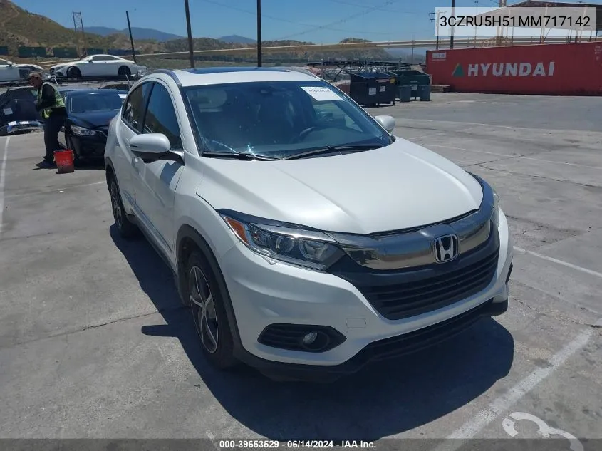 2021 Honda Hr-V 2Wd Ex VIN: 3CZRU5H51MM717142 Lot: 39653529