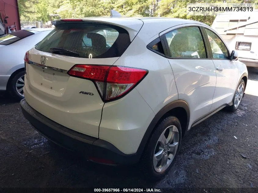 2021 Honda Hr-V Awd Lx VIN: 3CZRU6H34MM734313 Lot: 39657966