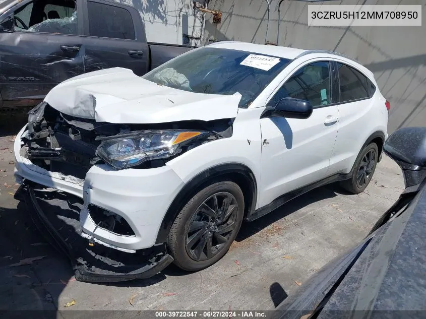 2021 Honda Hr-V 2Wd Sport VIN: 3CZRU5H12MM708950 Lot: 39722547