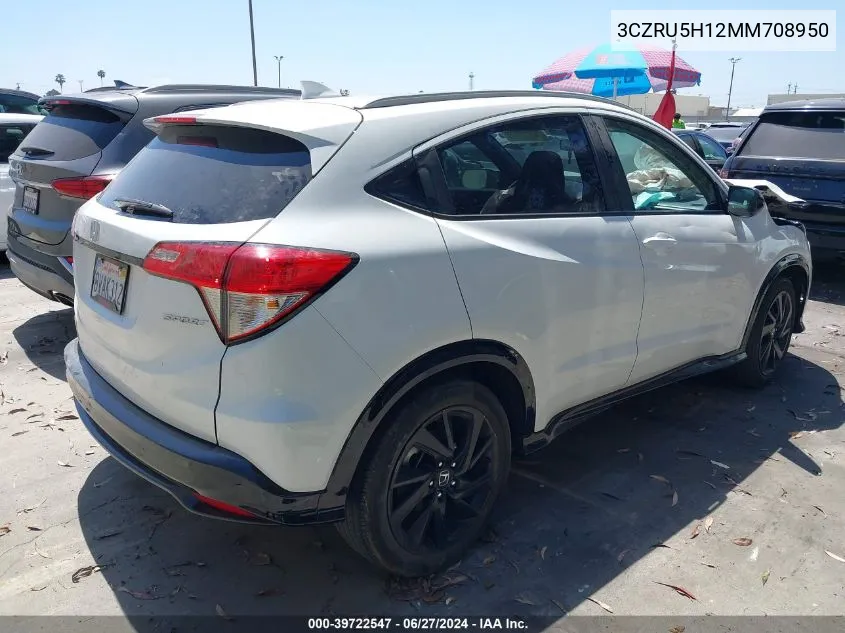 2021 Honda Hr-V 2Wd Sport VIN: 3CZRU5H12MM708950 Lot: 39722547